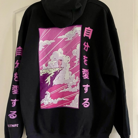 KETNIPZ Men’s Black Cotton Graphic Long Sleeve‎ Sweatshirt-Size Large - Picture 2 of 5